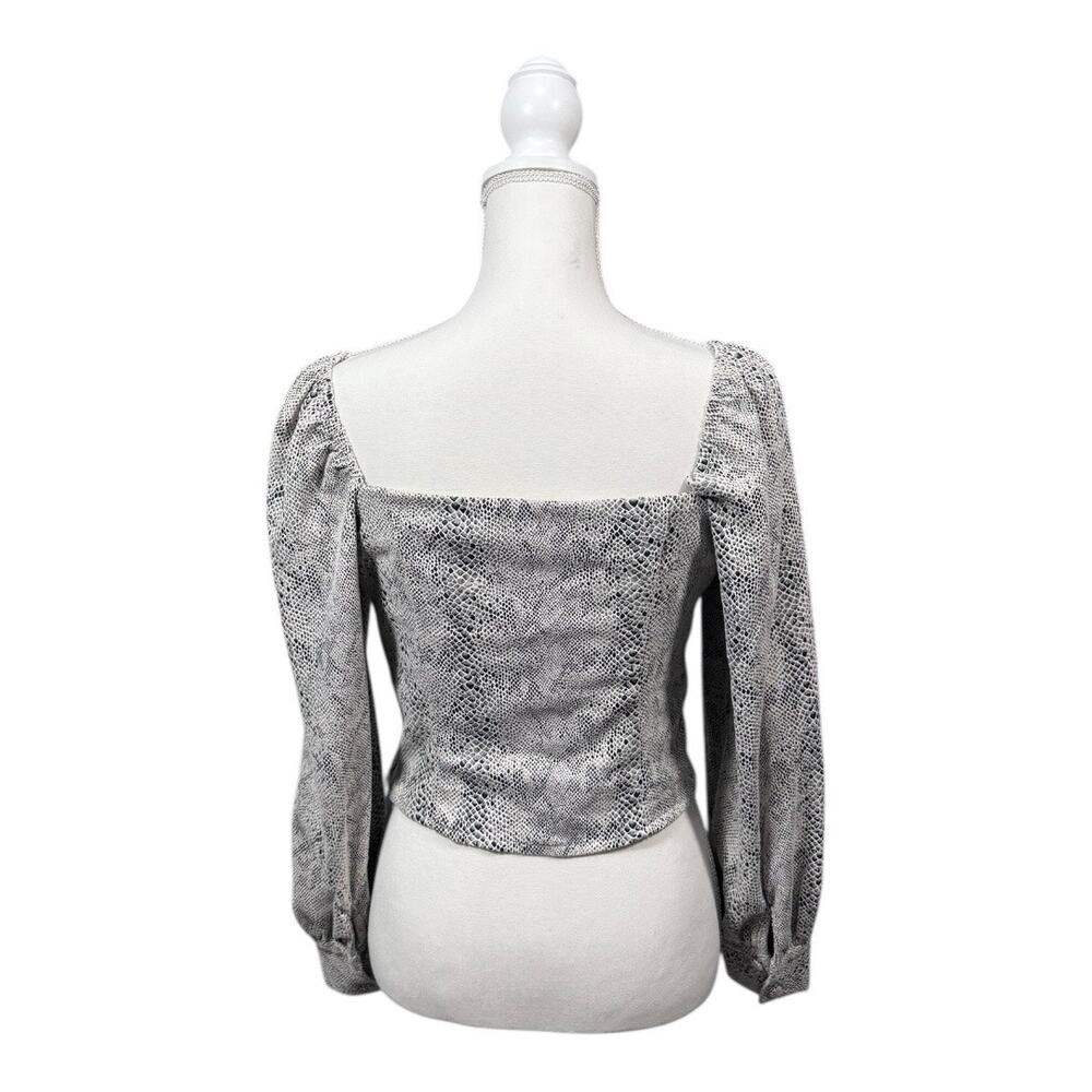 She & Sky Black and Grey Snake Print Square Neck Top - Size L - Picture 2 of 5